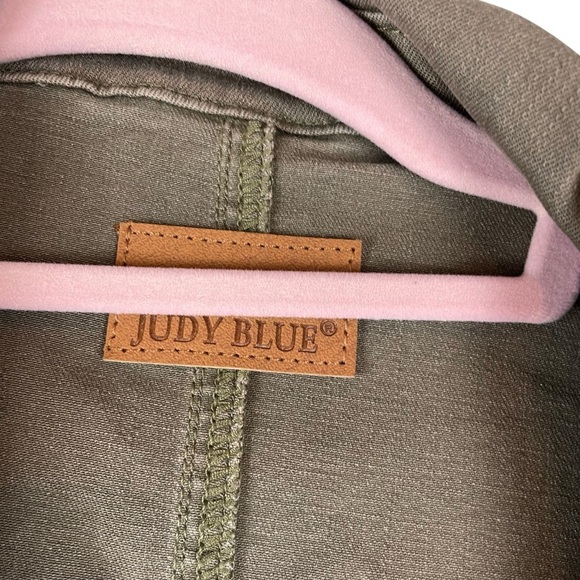 Judy Blue Olive Green Utility Jacket 3XL Cotton Blend Button Front Pockets NWT - Picture 3 of 7